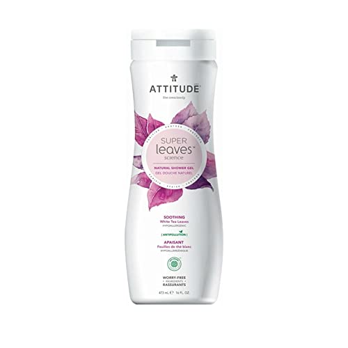 ATTITUDE Body Wash, EWG Verified, Plant and Mineral-Based Ingredients, Vegan and Cruelty-free Beauty Products, Soothing, White Tea Leaves, 473 mL