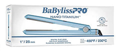 BaBylissPRO Nano Titanium and Ceramic I-Style Dual Voltage,1 inch Flat Iron, Blue