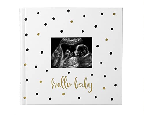 Pearhead Pearhead 'Hello Baby' Baby Photo Album, White/Black and Gold Polka Dot