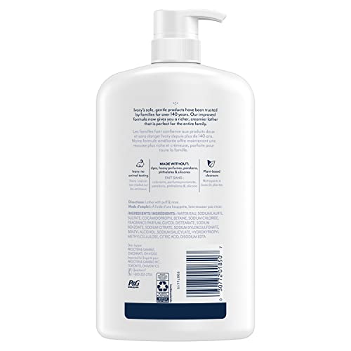 Ivory Mild & Gentle Body Wash, Coconut Water Scent, 1035 mL