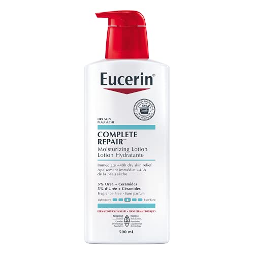 EUCERIN Complete Repair Moisturizing Lotion and Hand Cream DUO PACK for Dry to Very Dry Skin | Face & Body Lotion, 500mL + Hand Cream, 75mL | 5% Urea Cream | Ceramide Cream | Dry Skin Cream | Fragrance-free | Non-Greasy | Recommended by Dermatologists