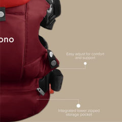 Diono Carus Essentials 3-in-1 Baby Carrier, Front Carry & Back Carry, Newborn to Toddler up to 33 lb / 15 kg, Easy to Wear Comfortable & Ergonomic, Red