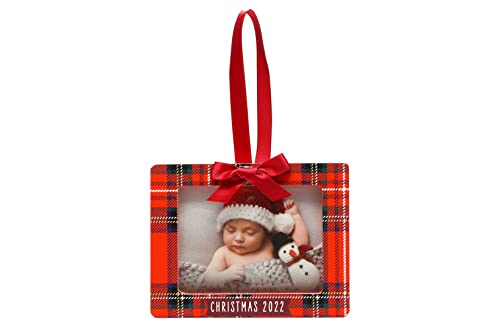 Little Holly Christmas 2022 Plaid Photo Ornament, Baby's Handprint and Footprint Keepsake, Diy Babyprints Holiday Ornament, New and Expecting Parents Gift, Baby's First Christmas