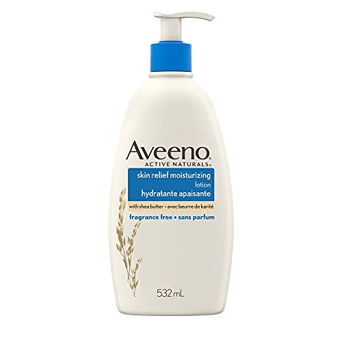 Aveeno Skin Relief Moisturizing Body Lotion With Natural Shea Butter & Triple Oat Complex, Unscented Moisturizer for Extra Dry, Itchy or Sensitive Skin, Fragrance Free, 532mL (Packaging May Vary)