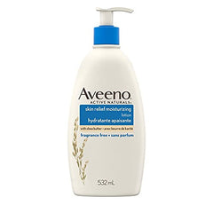 Aveeno Skin Relief Moisturizing Body Lotion With Natural Shea Butter & Triple Oat Complex, Unscented Moisturizer for Extra Dry, Itchy or Sensitive Skin, Fragrance Free, 532mL (Packaging May Vary)