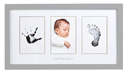 Pearhead Newborn Babyprints Photo Frame Baby Handprint and Footprint Keepsake Kit, Gender-Neutral Nursery Décor, Baby Accessory for New and Expecting Parents, Gray