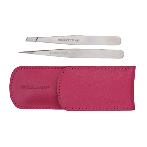 TWEEZERMAN Miniature Slant and Point Tweezers (Case Color Varies)