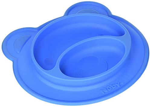 Nuby 537076BL Sure Grip Silicone Miracle Mat Section Bear Plate, Blue