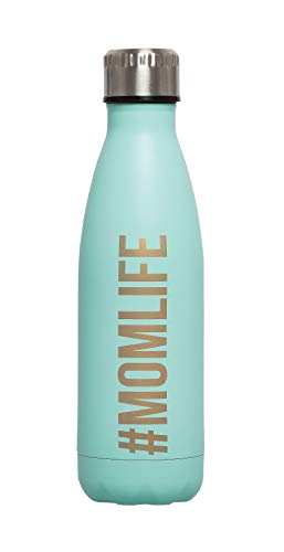 Pearhead #Momlife Stainless Steel Water Bottle, BPA Free Water Bottle Keepsake for New Mom’s and Expecting Moms, Travel Bottle, Teal, 17oz