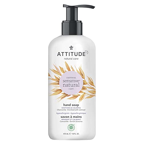 ATTITUDE Soothing Hand Soap for Sensitive Skin Enriched with Oat and Chamomile, EWG Verified, Dermatologically Tested & Hypoallergenic, Vegan & Cruelty-free, 473 ml