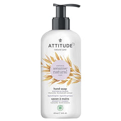 ATTITUDE Soothing Hand Soap for Sensitive Skin Enriched with Oat and Chamomile, EWG Verified, Dermatologically Tested & Hypoallergenic, Vegan & Cruelty-free, 473 ml