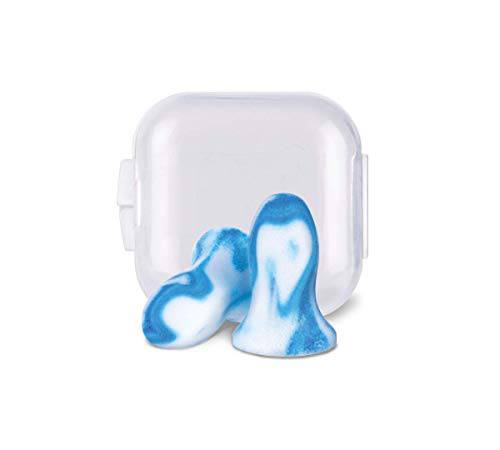 Flents Protechs Reusable Ear Plugs For Improved Sleeping, Protection From Loud Environments, For Small Ear Canals, 10 Pairs With Case, NRR 28, Blue, Made In The USA