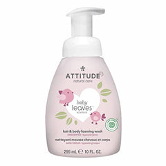ATTITUDE 2-in-1 Hair and Body Foaming Wash, EWG Verified, Dermatologically Tested, Made with Naturally Derived Ingredients, Vegan, Unscented, 295 mL