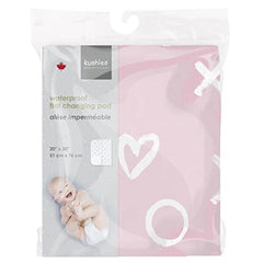 Kushies BABY DELUXE FLAT WATERPROOF CHANGING PAD MAT/LINER - 20" x 30" 100% COTTON FLANNEL UPPER - Pink XO