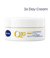 NIVEA Q10 Power Anti-Wrinkle Firming Day and Night Cream Bundle | Anti-Aging face & night cream (1x 50mL Day Cream & 1x 50mL Night Cream)