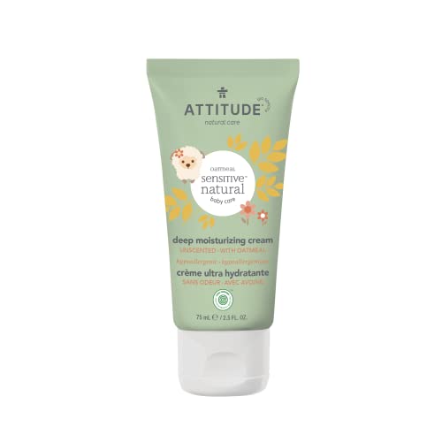 ATTITUDE Deep Repair Cream for Baby with Sensitive Skin, Plant and Mineral-Based Ingredients, Vegan and Cruelty-free Personal Care Products, Colloidal Oatmeal, Unscented, 75 mL