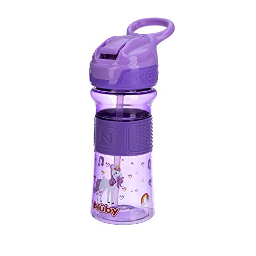 Nuby Thirsty Kids No-Spill Flip-It Reflex w/Soft Grip 12oz., Purple