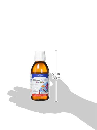 Progressive Ultimate Fish Oil For Kids - 800 mg EPA + 200 mg DHA, Orange Flavour, 200 ml | All natural, cold water, wild caught