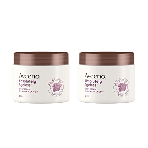 Aveeno Night Cream, Absolutely Ageless Restorative Face Moisturizer for Wrinkles and Fine Lines, Pack of 2 (2x48ml) Packaging May Vary