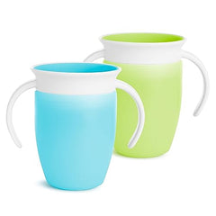 Munchkin Miracle 360˚ Trainer Cup, 7oz, 2Pk, Blue/Green, Blue, Green, 7 Ounce