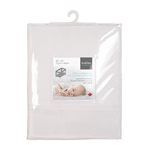 Kushies Baby Fitted Waterproof Crib Mattress Protector Soft and Absorbent, White, 28" x 52"