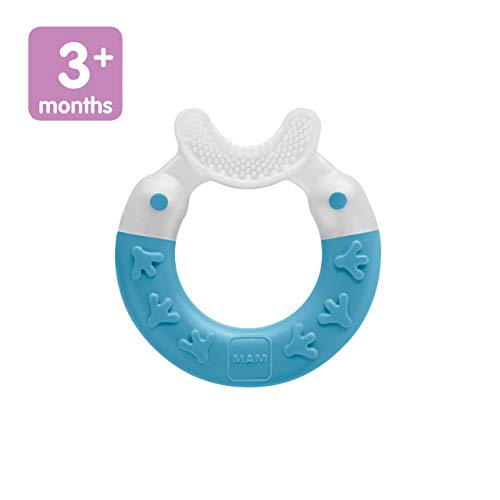 MAM Baby Toys, Teething Toys, Bite and Brush Teether, Boy 3+ Months (1 Count), MAM Baby Toothbrush Teether for Baby Boy Teething Pain, Baby Essentials, 75 Servings