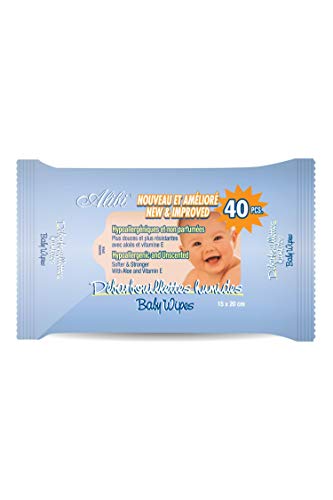 Alibi Hypoallergenic & Unscented Baby Wipes - With Aloe & Vitamin E - 40 Wipes 15 X 20 Cm