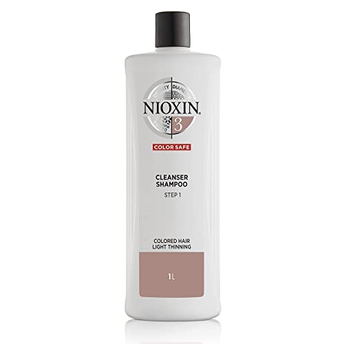 Nioxin System 3 Scalp Cleansing Shampoo with Peppermint Oil, For Color Treated Hair with Light Thinning, 33.8 fl oz