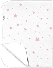 Kushies Deluxe Waterproof Changing Pad Liners - 20 x 30 inches Baby Changing Table Liners - Baby Changing Pads - Diaper Changing Flat Liner Pad Waterproof Portable (White w/Pink Stars)