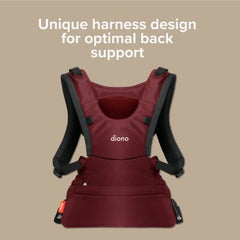 Diono Carus Essentials 3-in-1 Baby Carrier, Front Carry & Back Carry, Newborn to Toddler up to 33 lb / 15 kg, Easy to Wear Comfortable & Ergonomic, Red