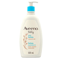 Aveeno Baby Daily Moisture Body Lotion for Delicate Skin, Natural Colloidal Oatmeal & Dimethicone, Hypoallergenic Moisturizing Baby Lotion, Fragrance-, Phthalate- & Paraben-Free, 532mL