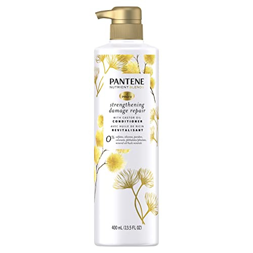 Pantene Sulfate Free Conditioner, Hair Strengthening Anti Frizz Damage Repair with Castor Oil, Safe for Color Treated Hair, Nutrient Blends, 400 mL