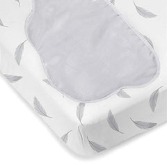 Kushies Baby 100% Breathable Cotton Flannel Bassinet Sheet with Satin Cloud, Fully Elasticized- Made in Canada, 18" x 30" Grey Feathers