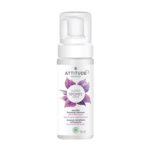 ATTITUDE Micellar Foaming Cleanser, EWG Verified, Plant and Mineral-Based Ingredients, Vegan and Cruelty-free Facial Cleanser, Hypoallergenic, White Tea Leaves, 150 ml