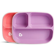 Munchkin Splash Toddler Divided Plate and Bowl Dining Set, Pink/Purple, 4 Piece
