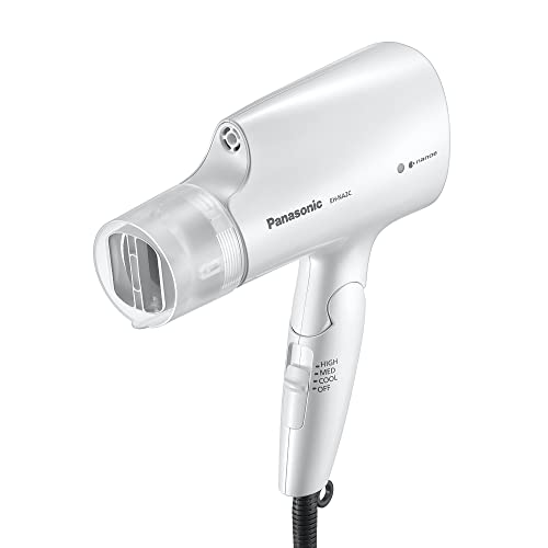 Panasonic EHNA2C Hydrating Nanoe Salon Travel Hair Dryer with Oscillating Quick Dry Nozzle, White