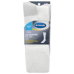 Dr. Scholl's Men's Advanced Relief Blisterguard Socks - 2 & 3 Pair Packs - Non-Binding Cushioned Moisture Management, White, 13-15