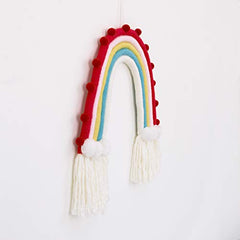 NoJo Rainbow Tapestry & White Yarn Wall Decor, Red, Pink, Yellow, Blue (7113019P)