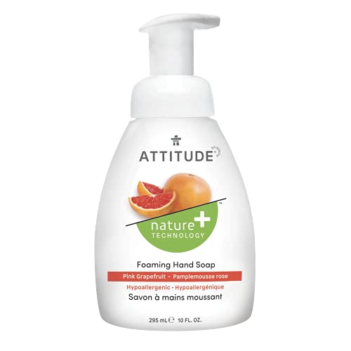 ATTITUDE Foaming Hand Soap, Plant and Mineral-Based Ingredients, Vegan and Cruelty-free Beauty and Personal Care Products, Pink Grapefruit, 295 mL