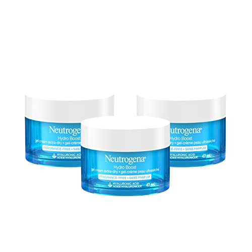 Neutrogena Hydro Boost Facial Gel Cream for Extra Dry Skin - Hyaluronic Acid to Hydrate Skin, Gel Moisturizer, Pack of 3 (3x47ml)