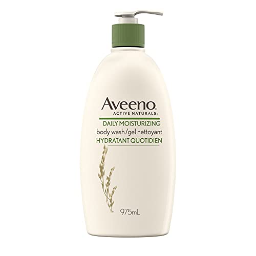 Aveeno Daily Moisturizing Body Wash with Pump, Colloidal Oatmeal, Women's, Men's - Sensitive, Combination Skin - Hydrating, Soap-Free Body Scrub, 975 mL