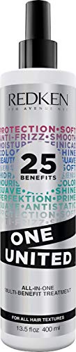 REDKEN All-In-One Leave In Conditioner, Multi-Benefit Treatment and Heat Protectant Spray with Frizz Protection, For All Hair Types, Paraben Free, One United, 150 ml