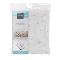 Kushies Baby 100% Breathable Cotton Flannel Baby Crib Sheet, Fully Elasticized - Made in Canada 28" x 52" Pink Scribble Stars