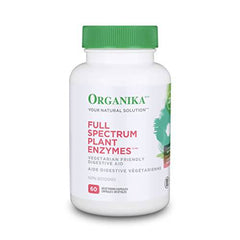 Organika Full Spectrum Plant Enzymes- Helps Break Down Carbs, Fat, Protein, Dairy- 60 vcaps