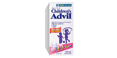 Children's Advil (100 mL, Bubble Gum Flavour) Ibuprofen Suspension Dye Free Temporary Fever Reducer