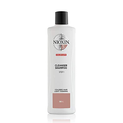 Nioxin System 3 Scalp Cleansing Shampoo with Peppermint Oil, For Color Treated Hair with Light Thinning, 16.9 fl oz