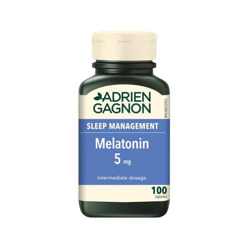 Adrien Gagnon - Melatonin 5 mg, for Faster and Deeper Sleep, 100 Capsules