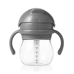 OXO Tot - Transitions Straw Cup with Handles - Spill-Proof No Mess - Transition from Bottle, Breast Feeding Sippy Cup - 6 oz - Gray