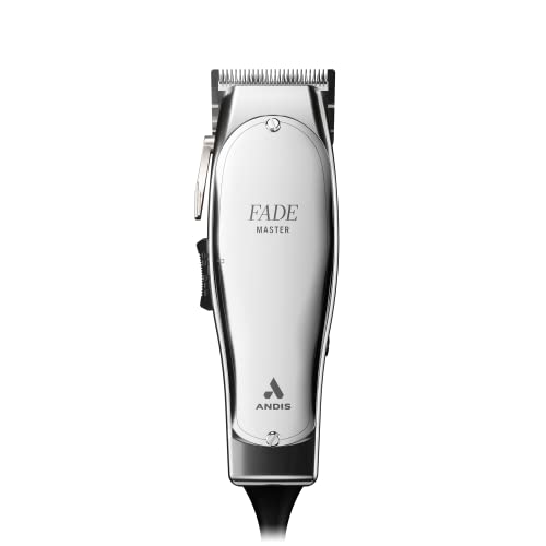 Andis 01820 Professional Fade Master Hair Clipper, Adjustable Carbon Steel Fade Blade Clipper - Zero Gap, Unbreakable Aluminium Housing, Chrome, Silver