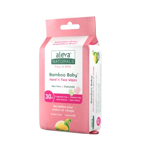 Aleva Naturals Bamboo Baby Hand and Face Wipes -Natural and Organic Ingredients, Cleans and Moisturizes, Extra Strong, and Ultra Soft - 30 count